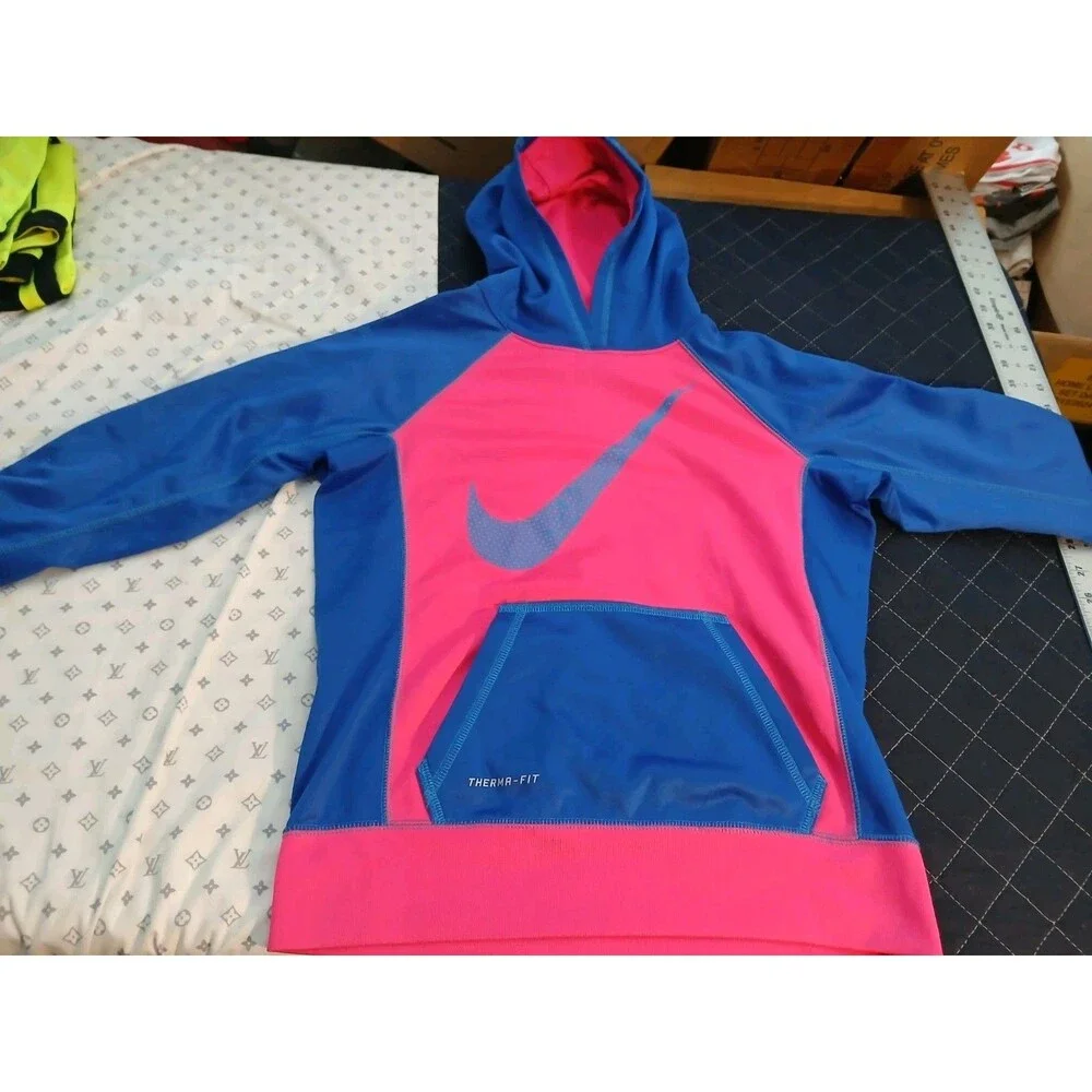 Nike Therma Fit Hoodie Girls Small Pink And Blue Great Condition Sz L